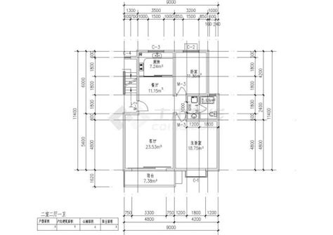 板式多层单户二室二厅一卫户型施工cad图纸土木在线