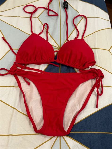 Pre Loved Red Bikini Worn Once On Carousell
