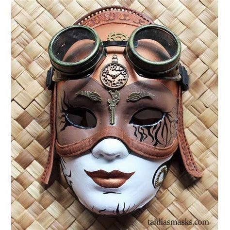 Steampunk Mask With Detachable Steampunk Goggles Aviator Emelia