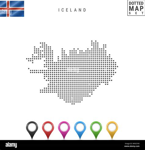 Mapa De Puntos De Islandia Simple Silueta De Islandia La Bandera