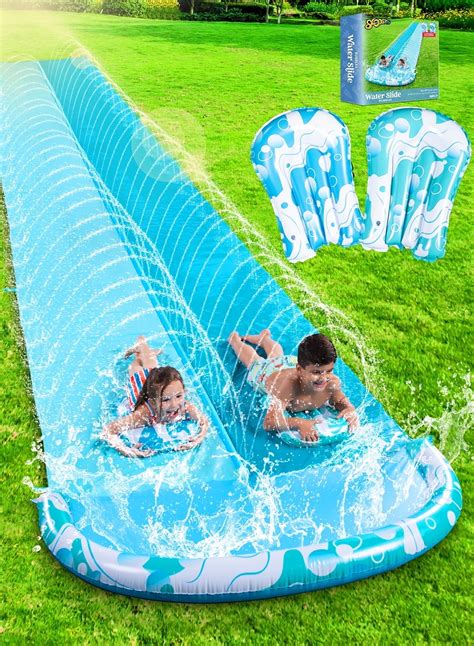 Syncfun 22 5ft Double Lane Water Slide With Sprinklers And 2 Inflatable