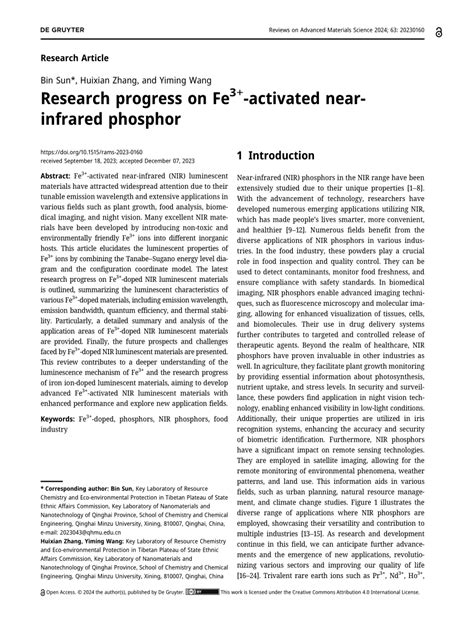 Pdf Research Progress On Fe Activated Near Infrared Phosphor