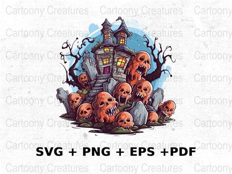 Cartoon Halloween Graveyard Svg Png Eps Commercial Use Etsy