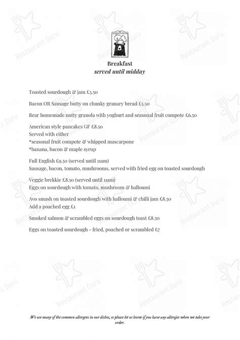 Menu at The Bear Wareham pub & bar, Wareham