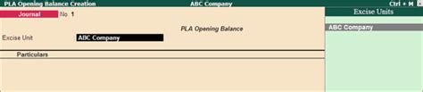 Creating PLA Opening Balance In Tally ERP 9