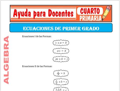 Ecuaciones De Primer Grado Para Cuarto De Primaria Ayuda Para Docentes