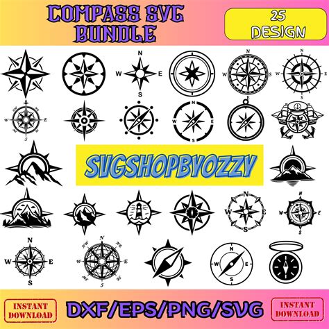 Compass Svg Bundle Nautical Compass Svg Scenic Compass Clipart Cut Files For Silhouette