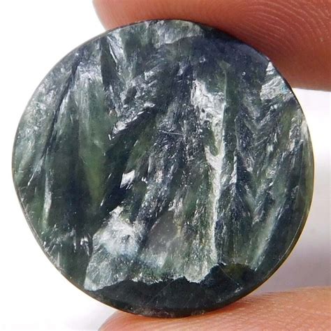 Natural Untreated Green Seraphinite Round Cabochon Cts Loose