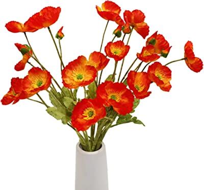 Amazon Lumoslyy Artificial Flowers Silk Poppy Flowers For