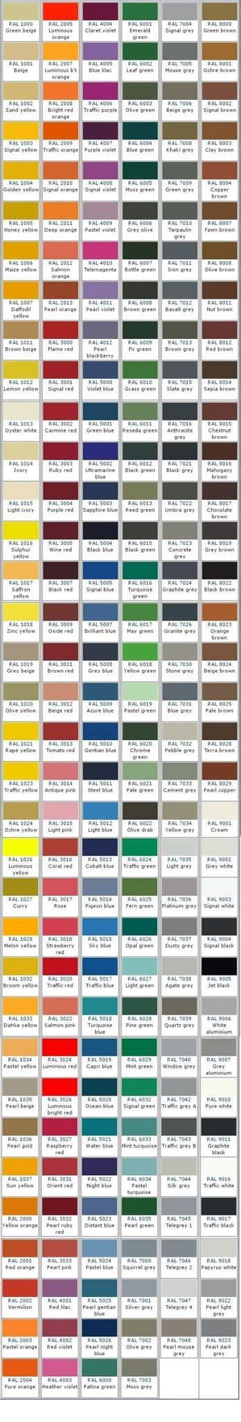 Ral Colour Chart Tn Color Schemes Ral Color Chart Colours