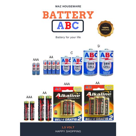 Jual Baterai Battery Abc Alkaline Aa A Aaa A C D Ukuran