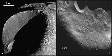 Panel a. shows a segment of Viking 1 Orbiter image 854A83. Panel b ...