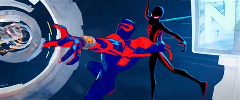 Spider Man 2099 Attacks Miles Morales In First Look Across The Spider Verse Part One Trailer