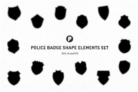 Black Police Badge Shape Elements Set Design Templates Peterdraw Studio