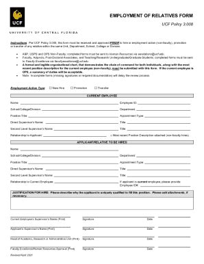 Fillable Online Hr Ucf Employment Of Relatives Form Ucf Human