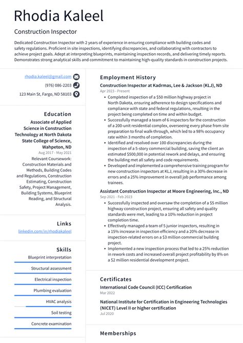 Top 18 Construction Inspector Resume Objective Examples