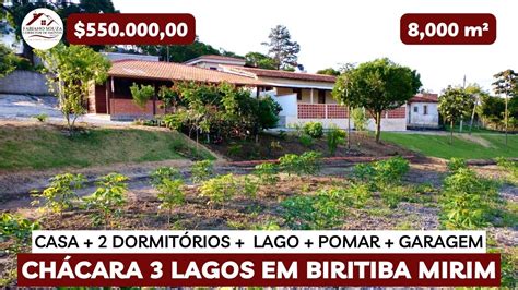 VENDIDA CHÁCARA 3 LAGOS 8 000 m² R 550 Mil EM BIRITIBA MIRIM