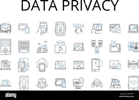 Data Privacy Line Icons Collection Personal Security Information