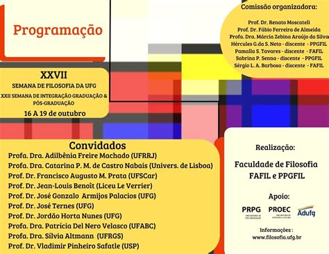 Semana De Filosofia Da Ufg E Semana De Integra O Gradua O