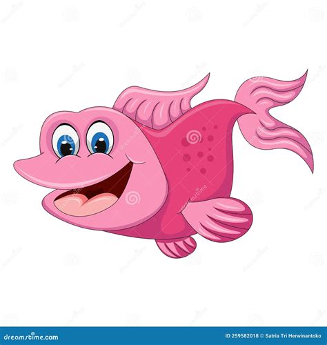 Fish Pink And Big Smile Friendly Cartoon Vector Illustration Stock