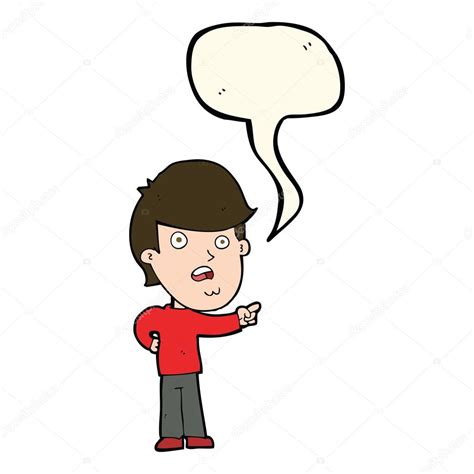 Cartoon Shocked Man Pointing With Speech Bubble Stock Vector By