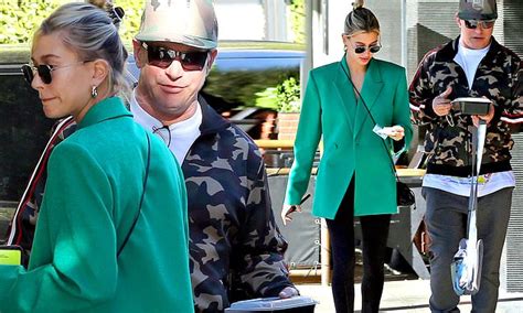 Hailey Bieber Suits Up In Green Blazer For Lunch With Father Stephen