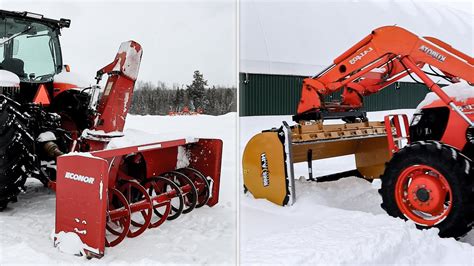 Ultimate Snow Removal Tools M135gx And M108s Kubota Tractors With A Normand Blower And Hla Blade