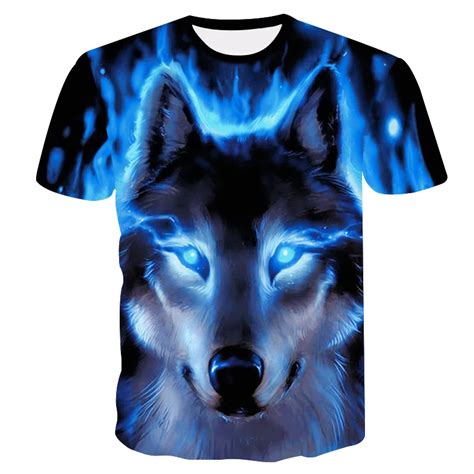 2018 Novelty 3d Mens Wolf T Shirt Cool Wolf Print T Shirt Summer 3d