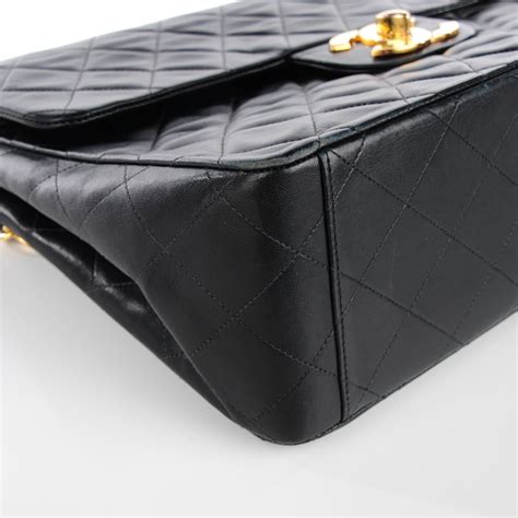 Chanel Lambskin Quilted Xl Jumbo Single Flap Black