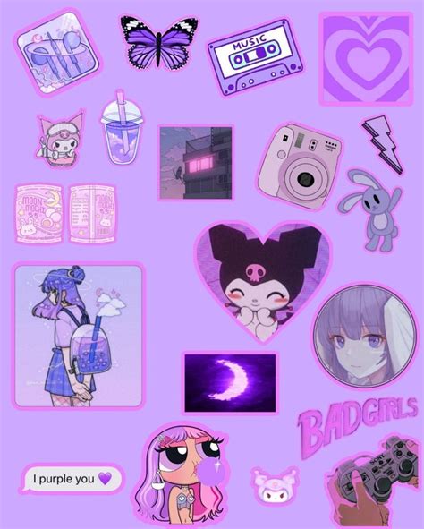 Aesthetic Printable Stickers Purple Pegatinas Bonitas Imagenes De