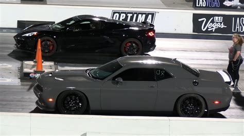 C Corvette Drag Races Dodge Hellcat For American V Supremacy