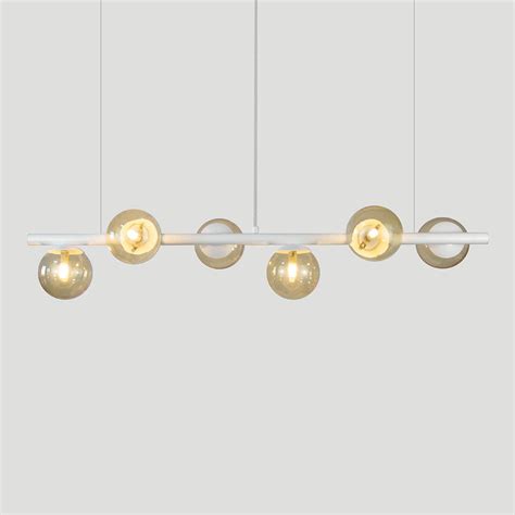 Lustre Pendente Figo BRANCO 6 Globos Esfera De Vidro Ambar Trybo