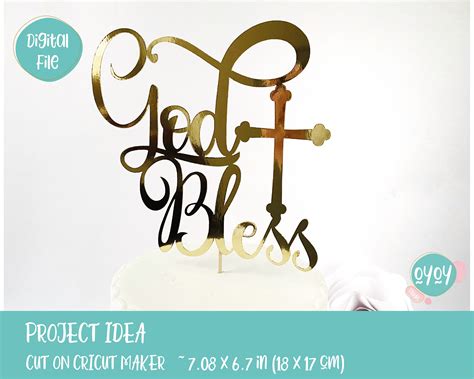 Baptism Svg God Bless Cake Topper Svg With Cross Christian Etsy Espa A