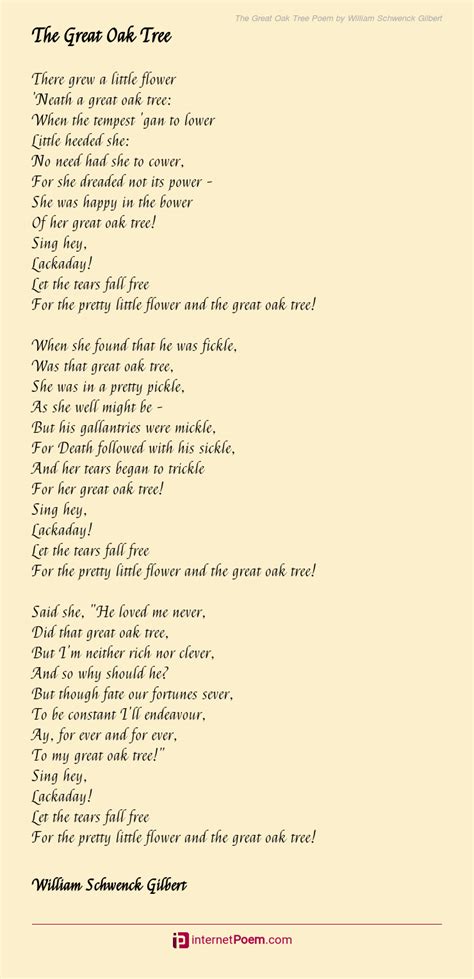 The Great Oak Tree Poem By William Schwenck Gilbert