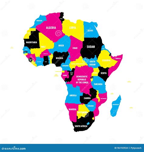 Political Map Of Africa Continent In Cmyk Colors With National Borders