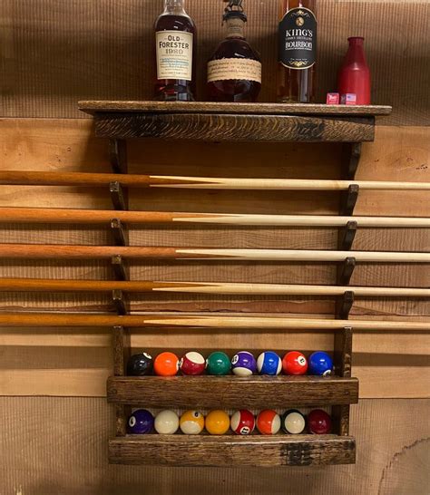 Pool Cue Rack Ball Pool Upcycled Furniture Bourbon Gifts Etsy