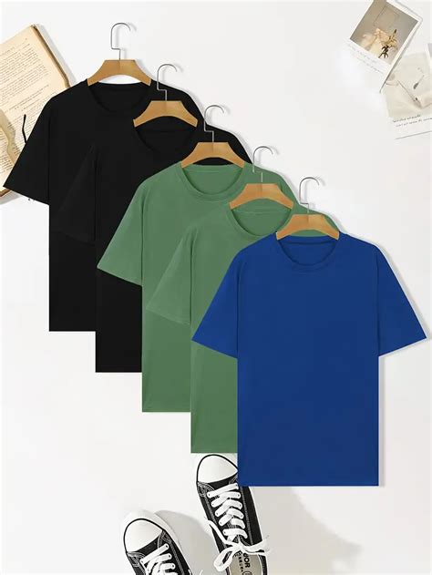 Plus Size Mens Solid T Shirt Casual Short Sleeve Crew Neck Temu New