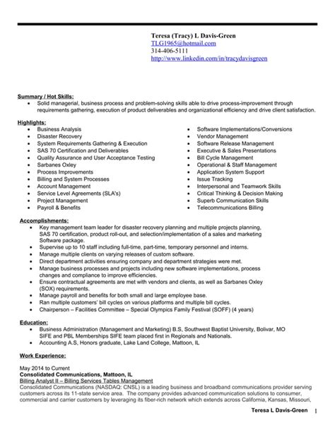 Teresa L Davis Green Telecom Resume Pdf