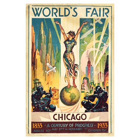 Original Vintage Poster For World S Fair Chicago A Century Of