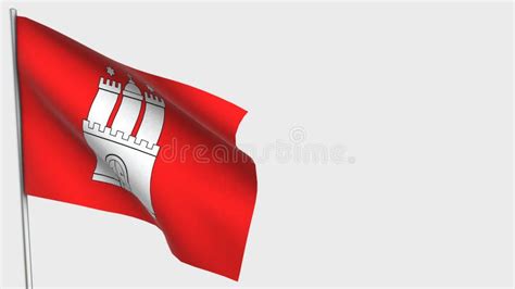 Hamburg Waving Flag Illustration On Flagpole Stock Illustration