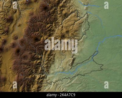 Napo Province Of Ecuador Colored Elevation Map With Lakes And Rivers