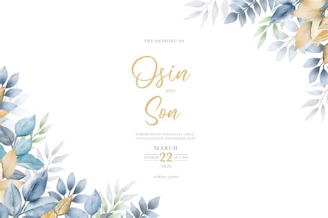 Premium Vector Navy Blue Leaves And Gold Watercolor Background