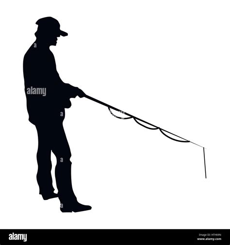 Fisherman Silhouette Black Stock Vector Image Art Alamy