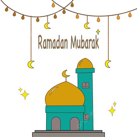 Ramadan Mubarak Vector Mezquita Con Luna Y Lámpara PNG Ramadán