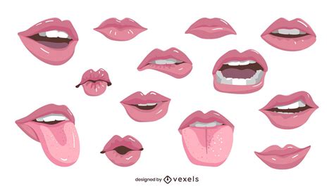 Glossy Lips Illustration Set Vector Download