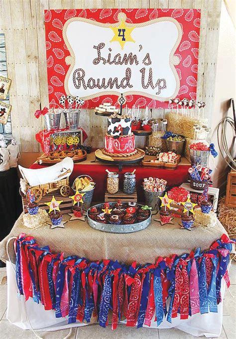 Cowboy Round Up Birthday Party Dessert Table