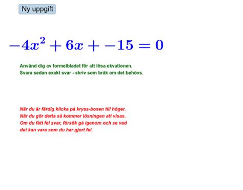 Andragradsekvationer algebraisk lösning GeoGebra