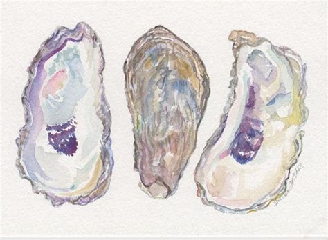 Original Oysters Shells Watercolor Painting 5 X 7 Coastal Etsy