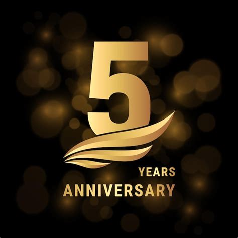 Premium Vector 5 Years Anniversary Logo Template Design With Gold