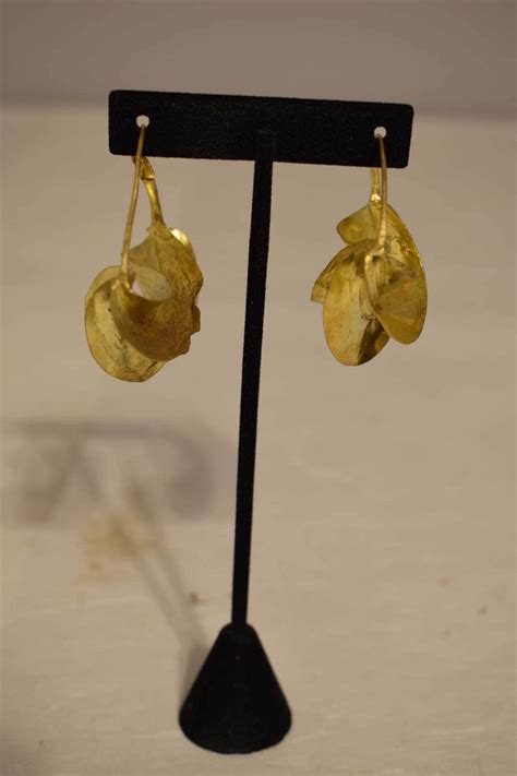 Earrings African Fulani Vintage Brushed Gold Brass Fulani Women